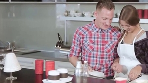 Sensual Jane threesome in the kitchen HD