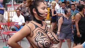 Big boobs girl fucking in public