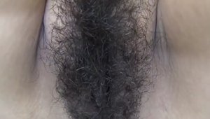Hairy asian teen chick close up masturbating in HD