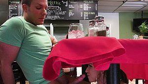 Crazy College GFs: Melissa Moore licking Cody Steele in public